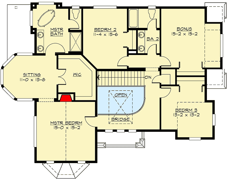 Plan 2347JD: 2-Story House Plan with 3 Upstairs Bedrooms Plus Finished Flex/Bonus Room - 2775 Sq Ft - Floor Plan - 2nd Floor - Northwest, Shingle