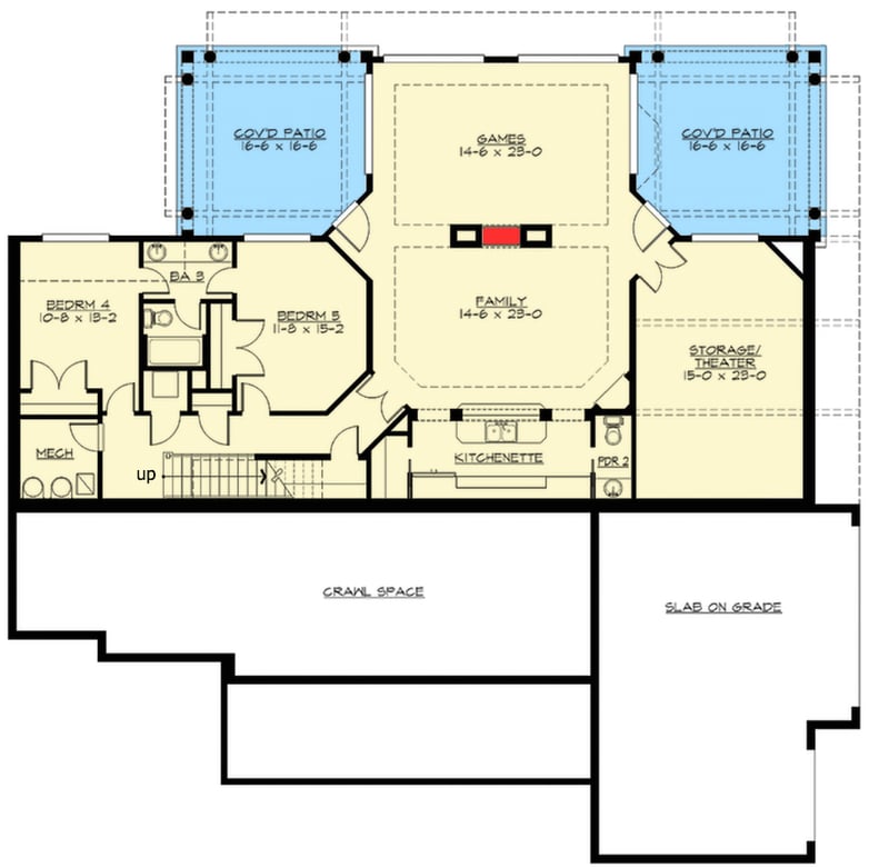 Plan 23499JD: Spacious Northwest Home with Lower Level - Floor Plan - Basement - Craftsman, Northwest