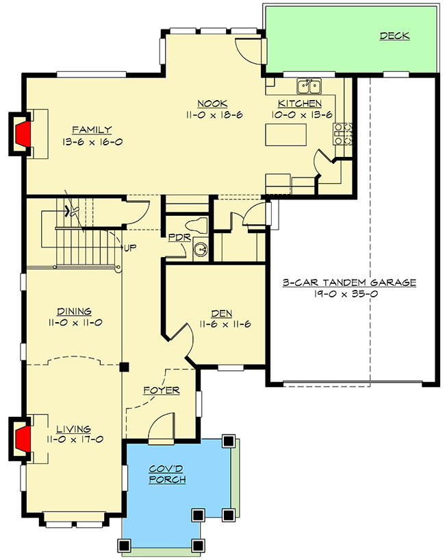 Plan 2350JD: Unique Two-Story Entry - Floor Plan - Main Level - Craftsman, Northwest
