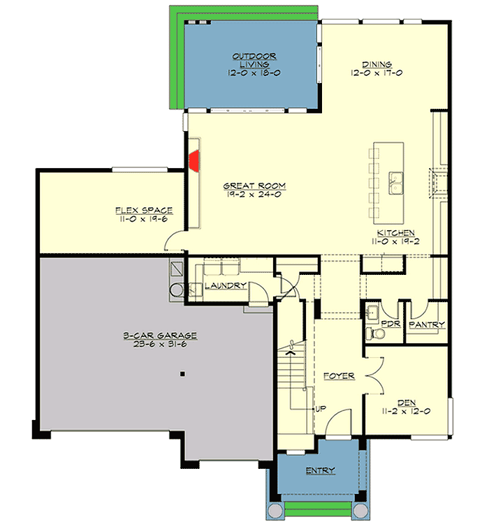Plan 23507JD: Contemporary Prairie Home Plan - Floor Plan - Main Level - Contemporary, Northwest, Prairie