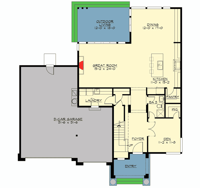 Plan 23515JD: Outdoor Living Room - Floor Plan - Main Level - Contemporary, Northwest, Prairie