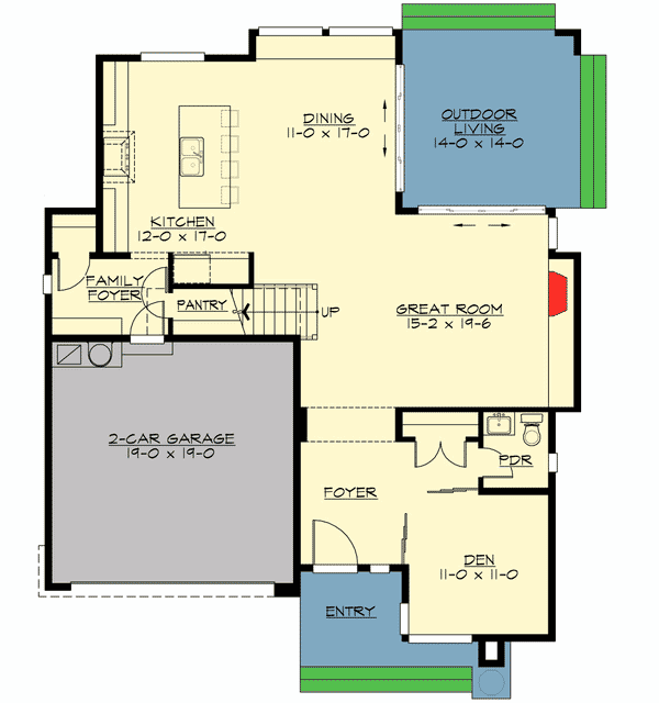 Plan 23520JD: Contemporary House Plan With Angular Roofline - 2655 Sq Ft - Floor Plan - Main Level - Modern, Northwest