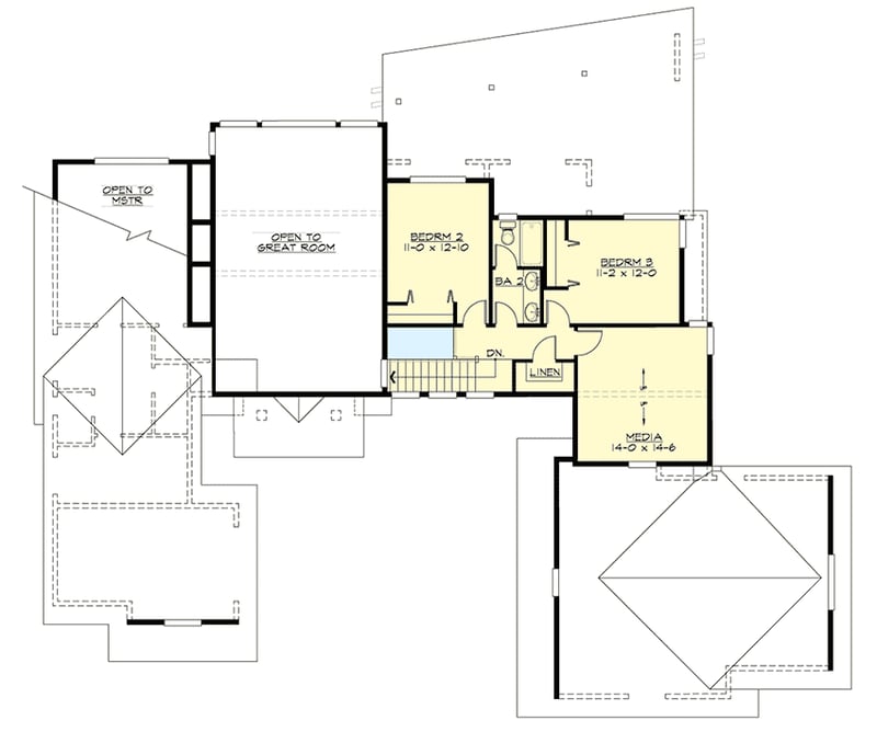 Plan 23532JD: 3-Bed Modern House Plan with Main Level Master and Garage Workshop - 2829 Sq Ft - Floor Plan - 2nd Floor - Contemporary, Modern, Northwest
