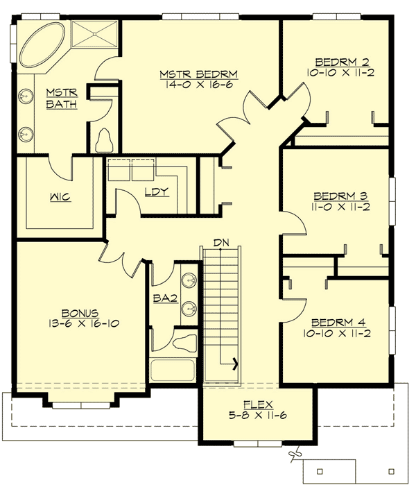 Plan 23541JD: Flex Space Plus a Bonus Room - Floor Plan - 2nd Floor - Craftsman, Northwest