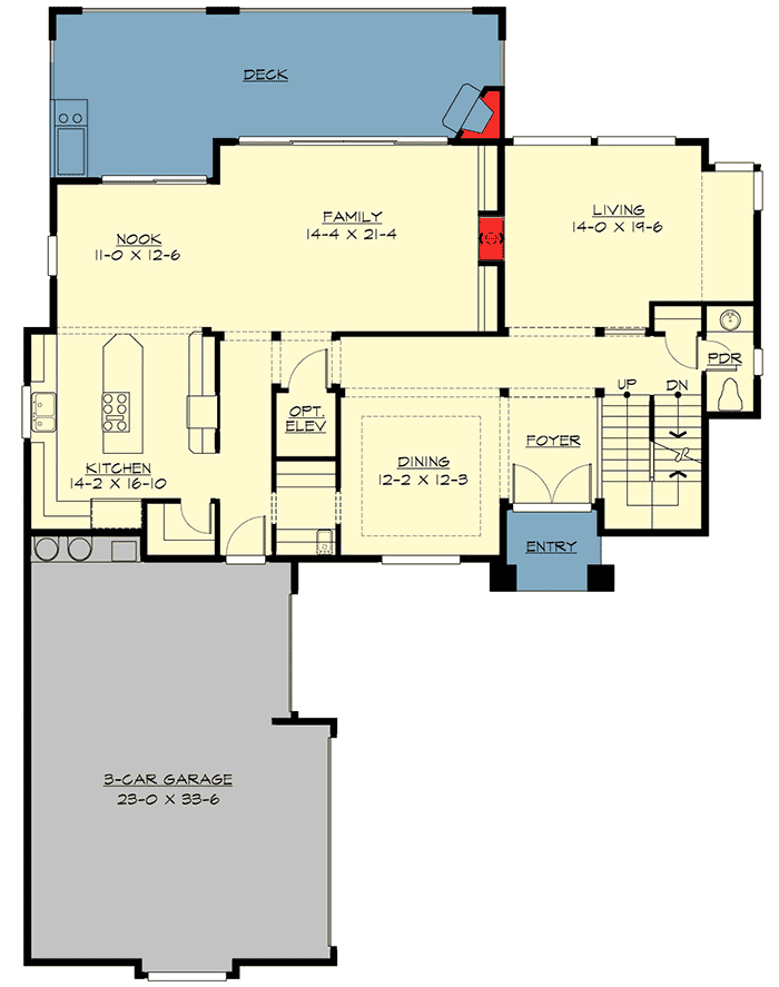 Plan 23560JD: Craftsman Home with Lower Level Options - Floor Plan - Main Level - Craftsman, New American, Northwest