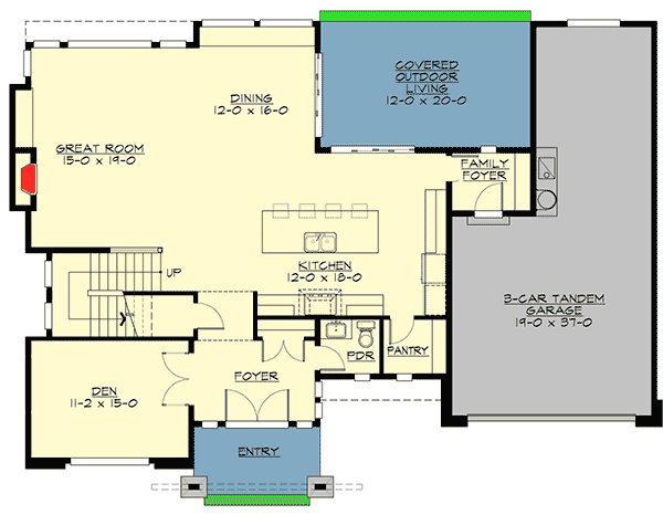 Plan 23576JD: Contemporary House Plan With Garage Options - Floor Plan - Main Level - Contemporary, Modern, Northwest