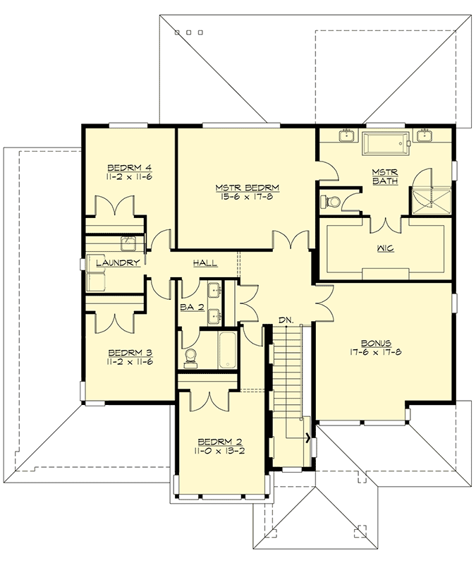 Plan 23577JD: Master Up Modern with Outdoor Living Area - Floor Plan - 2nd Floor - Contemporary, Modern, Northwest, Prairie