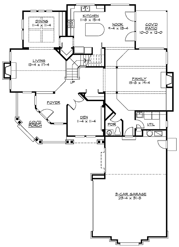 Plan 2361JD: Vaulted Living Room - Floor Plan - Main Level - Craftsman, Northwest