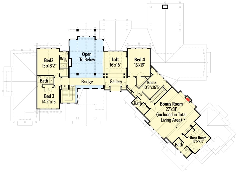 Plan 23612JD: Six Bedroom Mountain Retreat - Floor Plan - 2nd Floor - Craftsman, Mountain, Northwest, Rustic