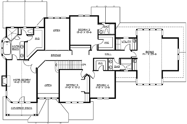 Plan 2377JD: Sprawling Craftsman Home Plan with 3-car Garage with Bonus Room Above - Floor Plan - 2nd Floor - Craftsman, Northwest, Shingle
