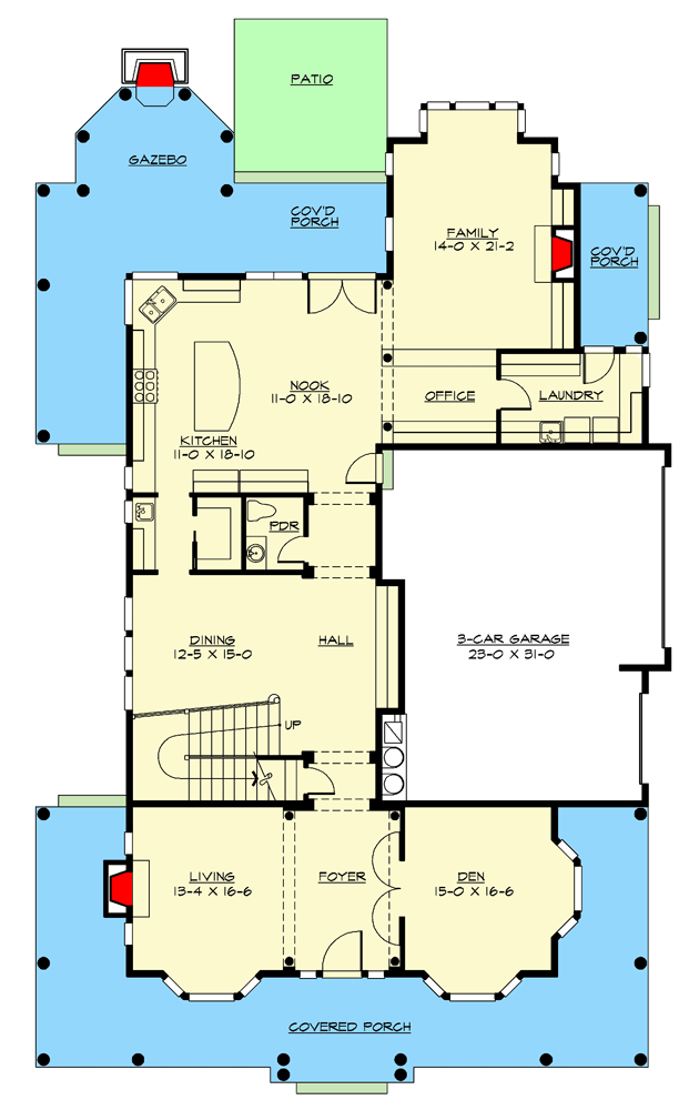 Plan 2382JD: Oversized Master Suite with Spa-like Bath - Floor Plan - Main Level - Country, Northwest, Shingle