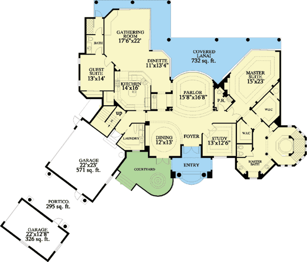 Plan 24006BG: Mediterranean Design - Floor Plan - Main Level - European, Florida-Style, Mediterranean