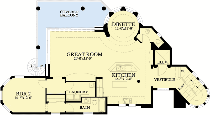 Plan 24076BG: Unique Luxury Home Plan - Floor Plan - Main Level - Florida-Style, Mediterranean