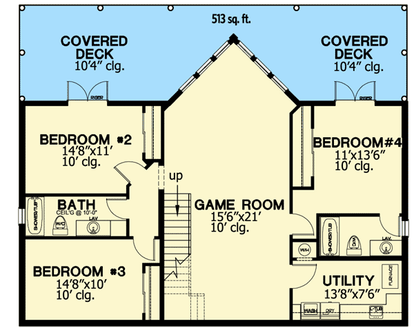Plan 24110BG: Mountain House Plan with Log Siding and a Vaulted Great Room - Floor Plan - Lower Level - Log Cabin, Mountain, Rustic, Vacation
