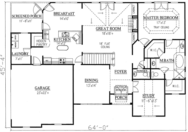 Plan 24327TW: House Plan with Great Flow - Floor Plan - Main Level - European, Traditional