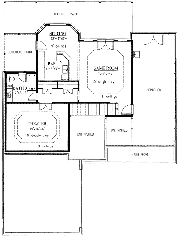 Plan 24328TW: Master Down with Optional Home Theater - Floor Plan - Optional Lower Level - Craftsman, Northwest
