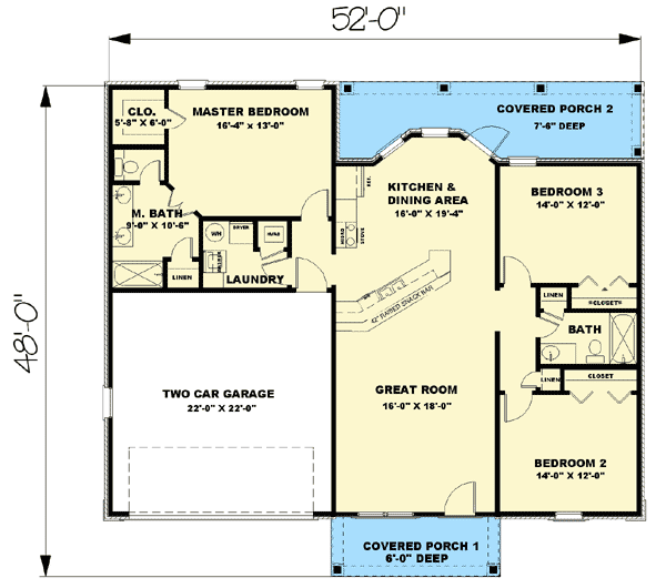 Plan 2516DH: Small Lot? Look No Further - Floor Plan - Main Level - Southern, Traditional