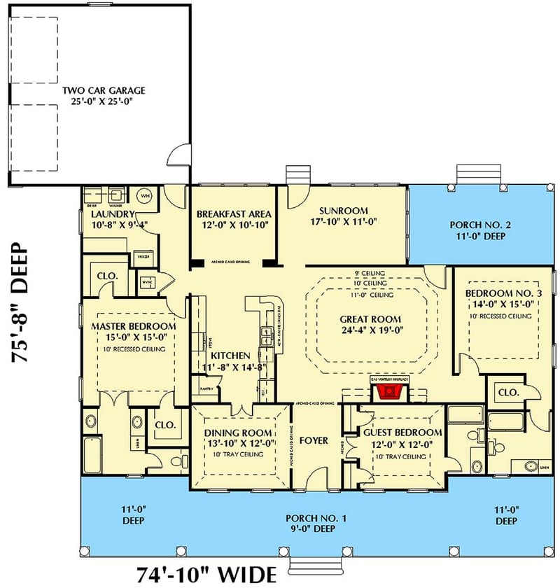 Plan 2533DH: Classic Elegance and Two Master Bedrooms - Floor Plan - Main Level - European, Southern, Traditional