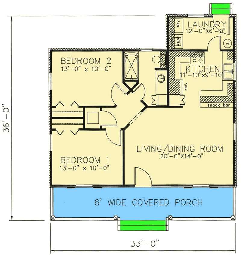 Plan 2546DH: Country Cottage in Two Versions - Floor Plan - Main Level - Cottage, Country, Rustic