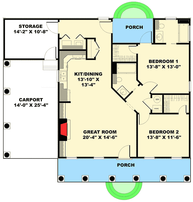 Plan 2562DH: The Perfect Cottage! - Floor Plan - Main Level - Country, Southern