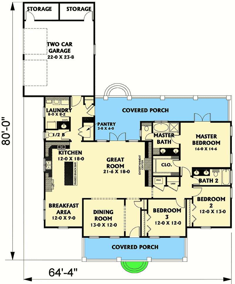 Plan 2593DH: Open and Spacious Home Plan - Floor Plan - Main Level - Country, Southern