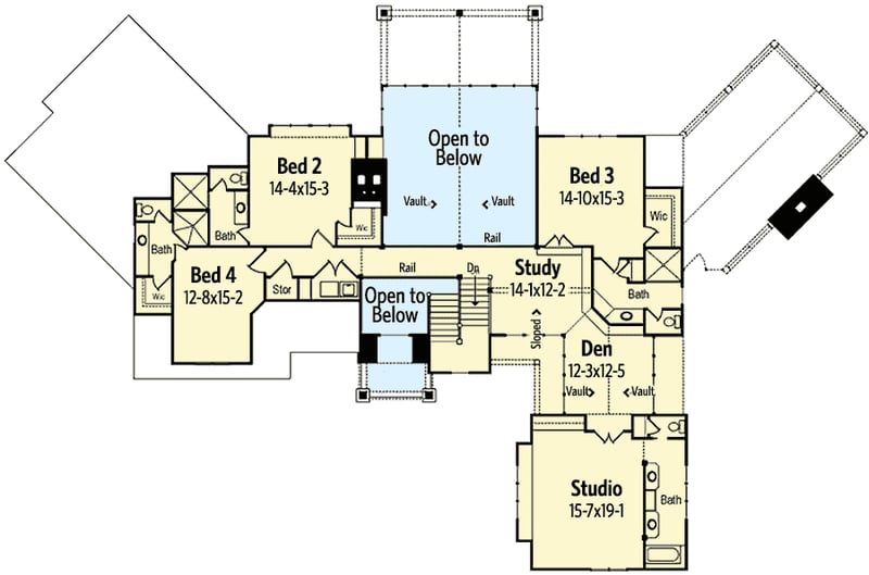 Plan 26600GG: High End Drama with Bonus - Floor Plan - 2nd Floor - Coastal, Craftsman, Mountain, Rustic, Vacation