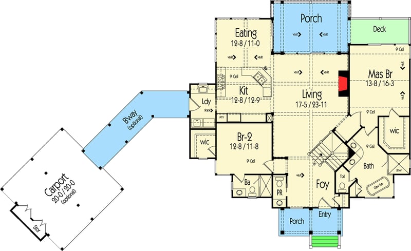 Plan 26695GG: Mountain Cottage With Detached Garage - Floor Plan - Main Level - Cottage, Craftsman, Mountain, Rustic, Vacation