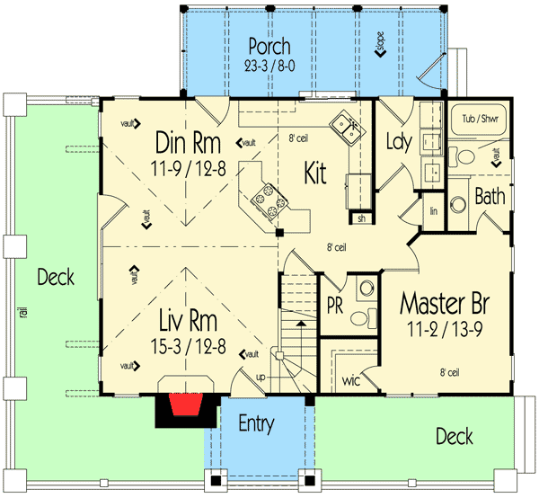 Plan 26708GG: Craftsman Cottage With Great Outdoor Spaces - Floor Plan - Main Level - Cabin, Cottage, Craftsman, Mountain, Rustic, Vacation