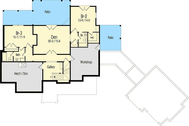 Plan 26710GG: Mountain Home Plan With Great Outdoor Spaces - 3207 Sq Ft - Floor Plan - Lower Level - Country, Craftsman, Mountain, Rustic, Vacation
