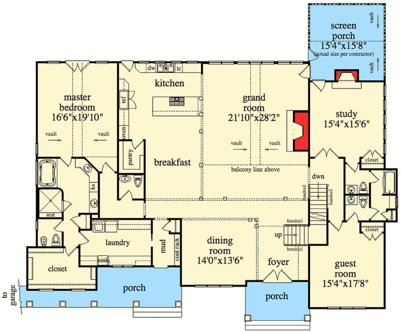 Plan 29801RL: Stunning Mountain Retreat - Floor Plan - Main Level - Craftsman, Mountain, Rustic, Vacation