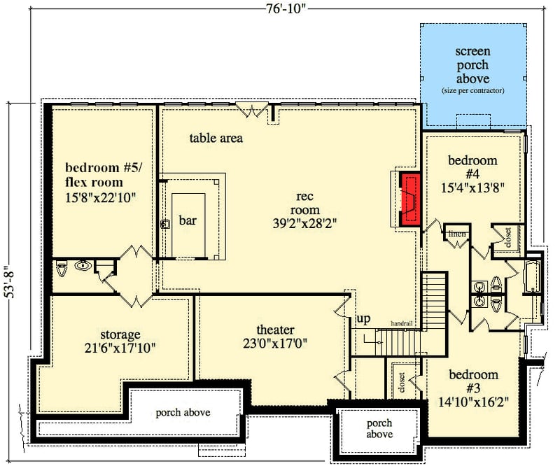 Plan 29801RL: Stunning Mountain Retreat - Floor Plan - Lower Level - Craftsman, Mountain, Rustic, Vacation