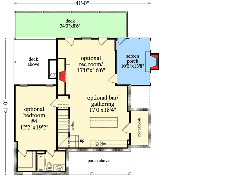 Plan 29834RL: Mountain Cottage House Plan with Two Laundry Rooms - 1963 Sq Ft - Floor Plan - Lower Level - Cottage, Country, Mountain, Rustic