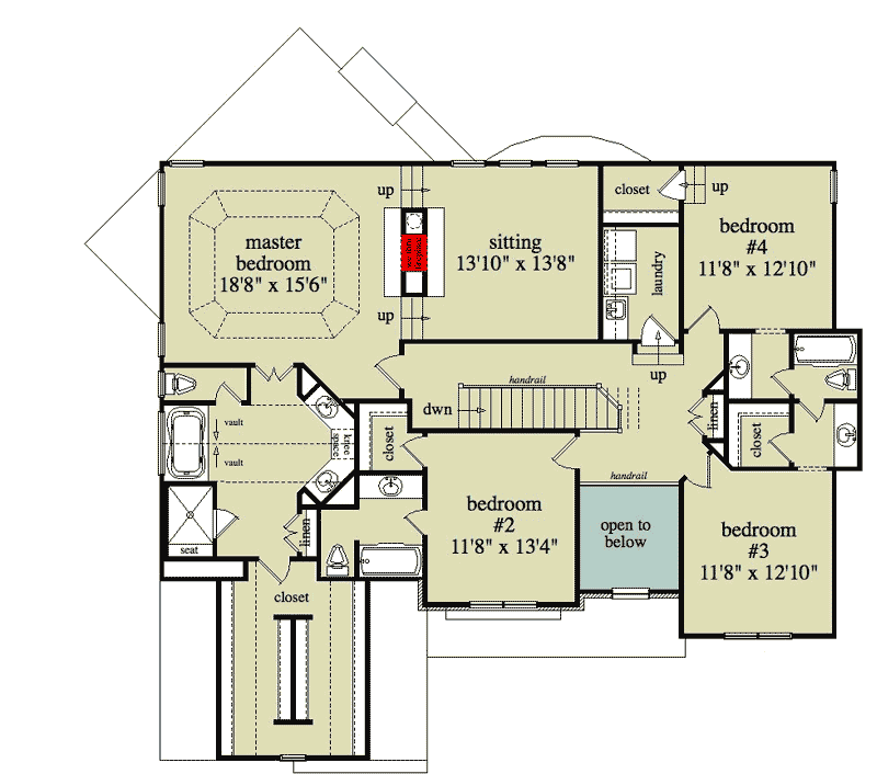 Plan 29845RL: Two Story Traditional With Options - Floor Plan - 2nd Floor - Craftsman, Traditional