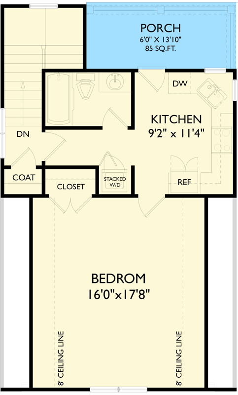 Plan 29852LDG: 2-Car Detached Garage ADU Plan with 1-Bedroom Apartment Above  - Floor Plan - 2nd Floor - Colonial, Cottage, Country, Traditional