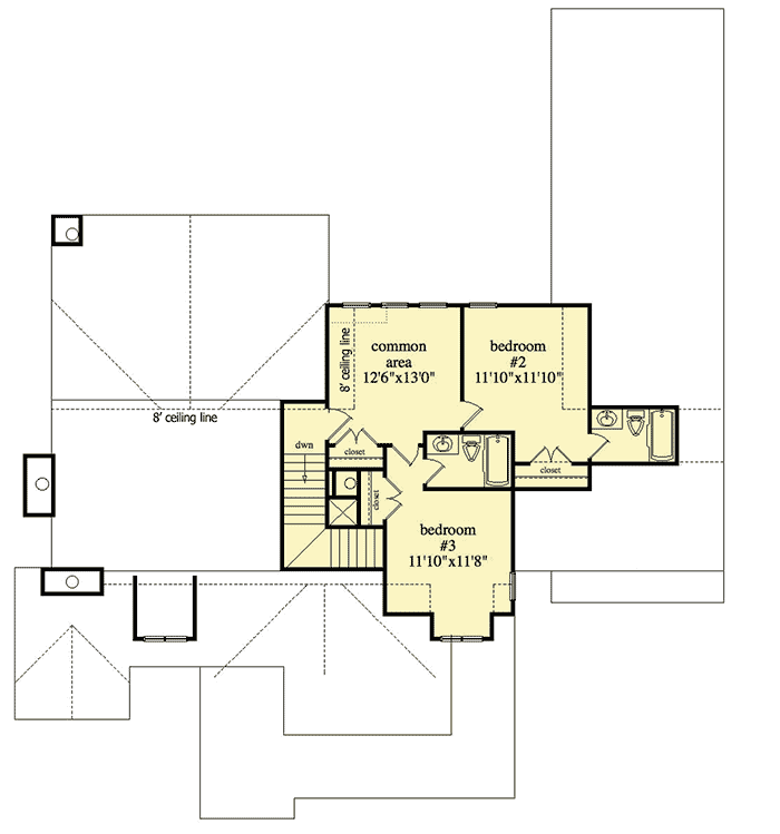 Plan 29866RL: Craftsman Retreat With Detached Garage - Floor Plan - 2nd Floor - Country, Craftsman, Mountain