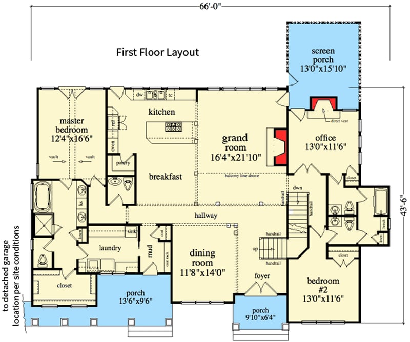 Plan 29877RL: Flexible Mountain Craftsman House Plan - Floor Plan - Main Level - Craftsman, Rustic, Transitional