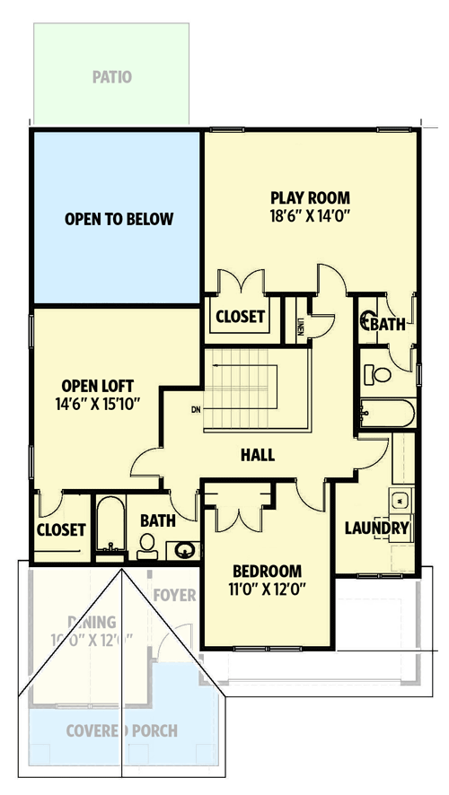 Plan 30003RT: 2-Bed Traditional House Plan with Flex Room - 2347 Sq Ft - Floor Plan - 2nd Floor - Craftsman, New American, Traditional