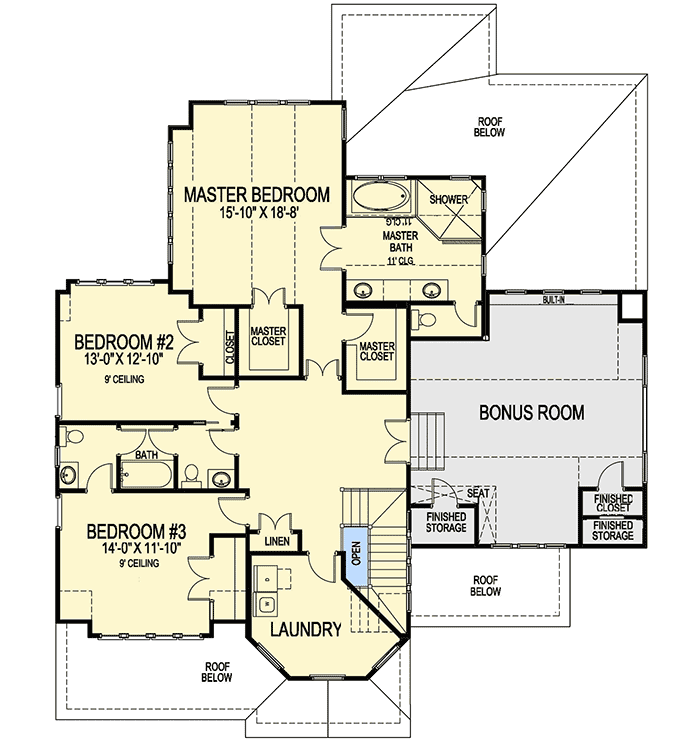 Plan 30057RT: 3-Bed Traditional Country House Plan with Flex Room - 3340 Sq Ft - Floor Plan - 2nd Floor - Country, Farmhouse, Traditional