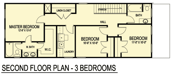 Plan 30060RT: Two-Story Craftsman Style House Plan for a Narrow Lot - 1610 Sq Ft - Floor Plan - 2nd Floor - Country, Craftsman, Northwest, Traditional