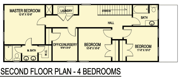 Plan 30060RT: Two-Story Craftsman Style House Plan for a Narrow Lot - 1610 Sq Ft - Floor Plan - Second Floor - Optional 4 Bedroom Layout - Country, Craftsman, Northwest, Traditional