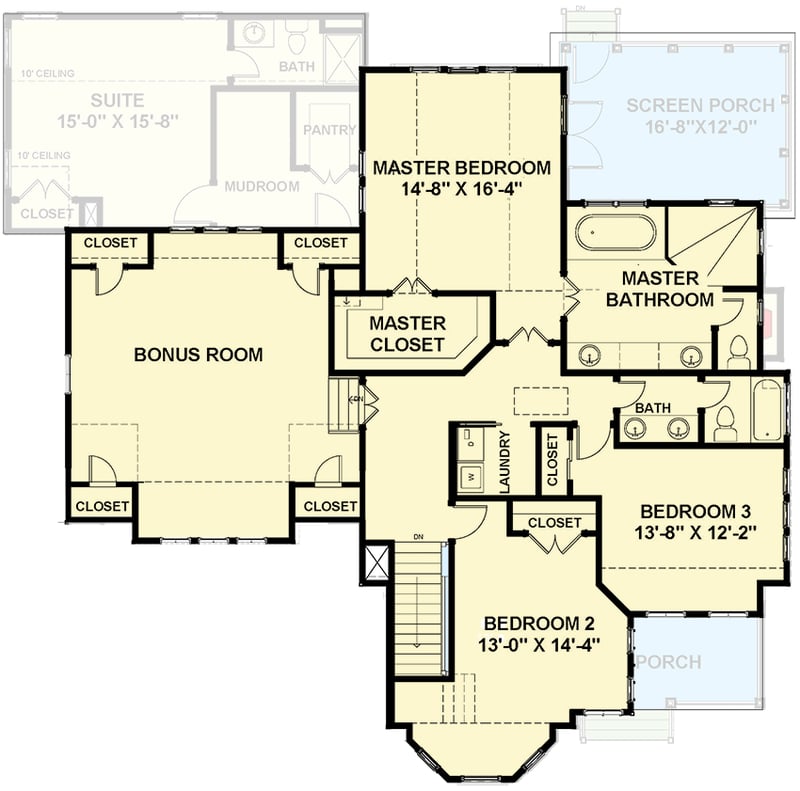 Plan 30084RT: 4-Bed Victorian Style House Plan with Bedroom Suite Behind 2-Car Garage - 2935 Sq Ft - Floor Plan - 2nd Floor - Country, Traditional, Victorian