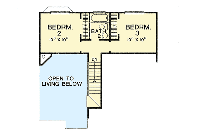 Plan 3065D: Compact Home on a Narrow Lot - Floor Plan - 2nd Floor - Cottage, Country, Traditional