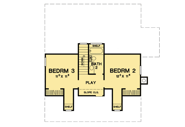 Plan 3093D: Cottage With Covered Porches - Floor Plan - 2nd Floor - Cottage, Country, Vacation