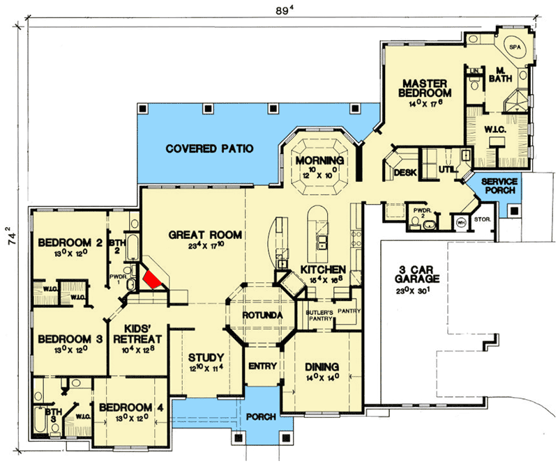 Plan 31044D: Elegant Rotunda Adds Flair - Floor Plan - Main Level - European, Hill Country, Ranch