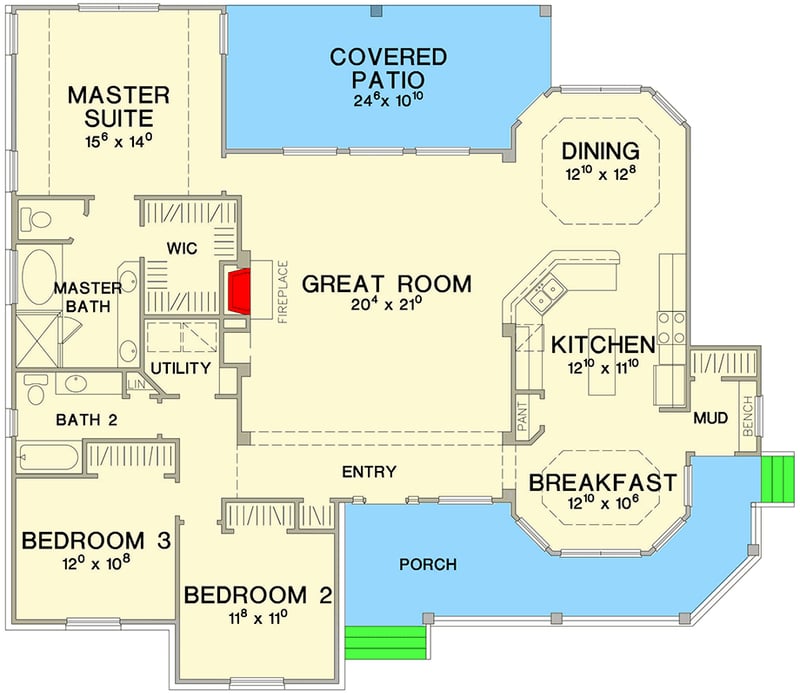 Plan 31093D: Great Little Ranch House Plan - Floor Plan - Main Level - Country, Ranch, Traditional
