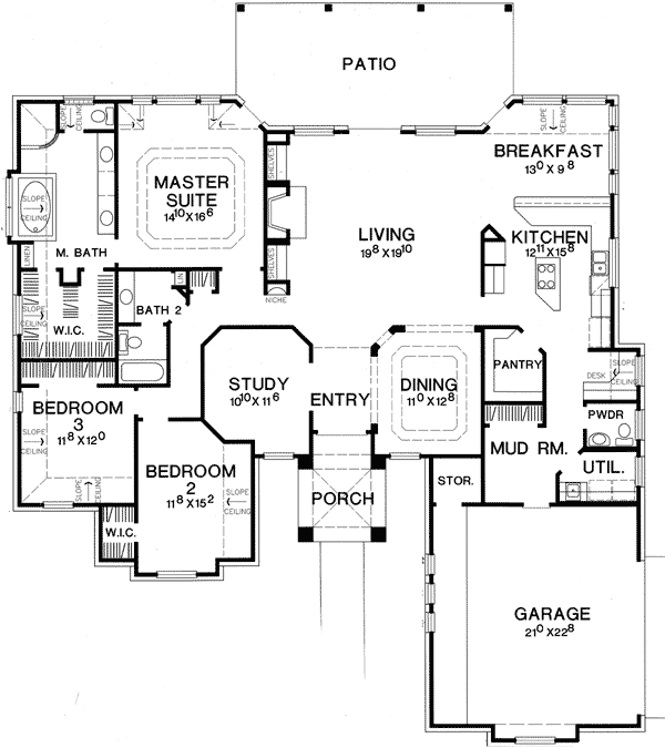 Plan 31116D: Rustic Tuscan or Hill Country - Floor Plan - Main Level - European, Hill Country