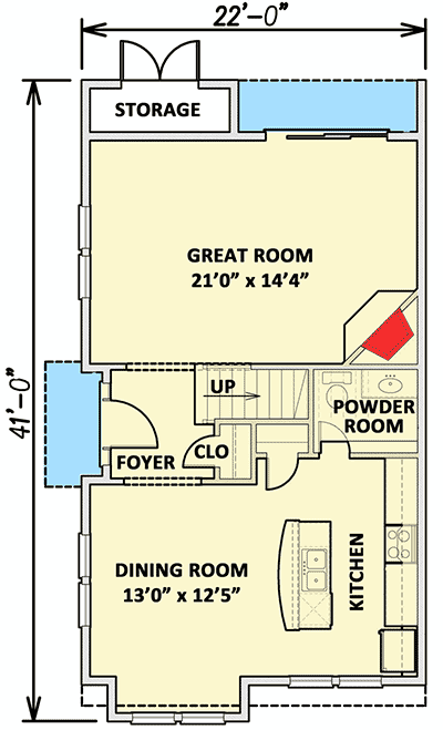 Plan 31503GF: Side-by-Side Duplex House Plan - Floor Plan - Main Level