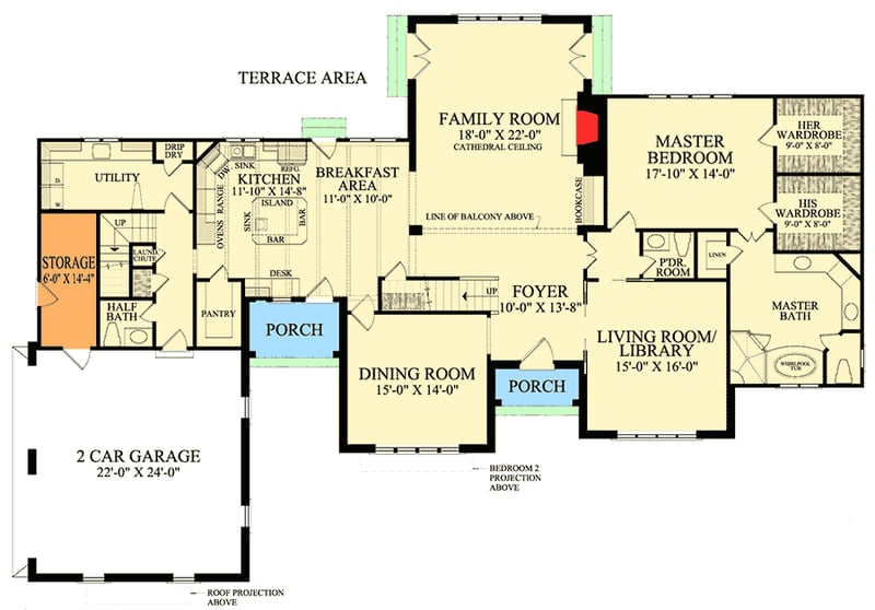 Plan 32410WP: Stately Five Bedroom Home Plan - Floor Plan - Main Level - European, Traditional
