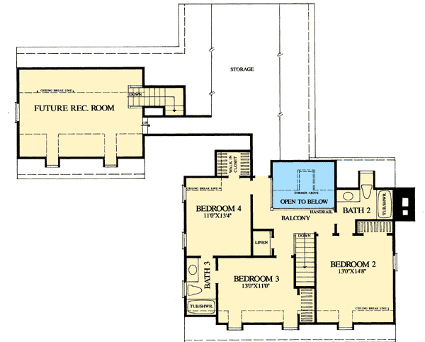 Plan 32457WP: Gambrel With Secluded Master Suite - Floor Plan - 2nd Floor - Cape Cod, Traditional