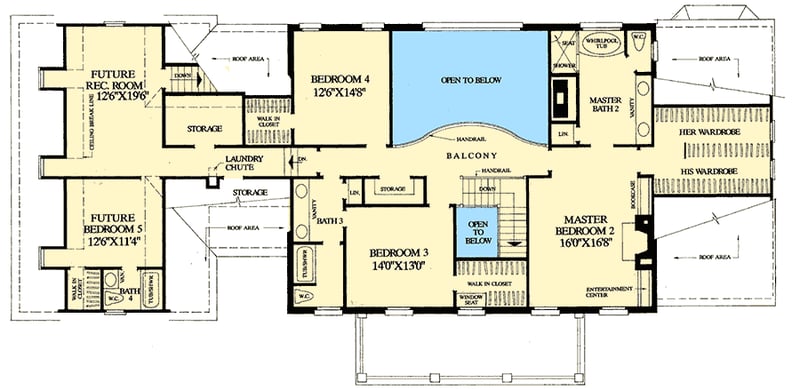 Plan 32463WP: Colonial Home Plan with 2 Master Suites - Floor Plan - 2nd Floor - Colonial, Southern, Traditional